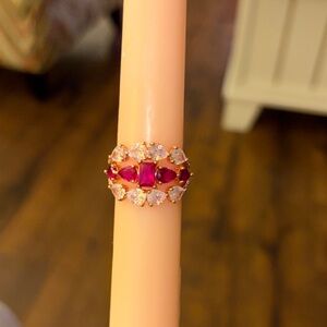 Diamond CZ and ruby ring